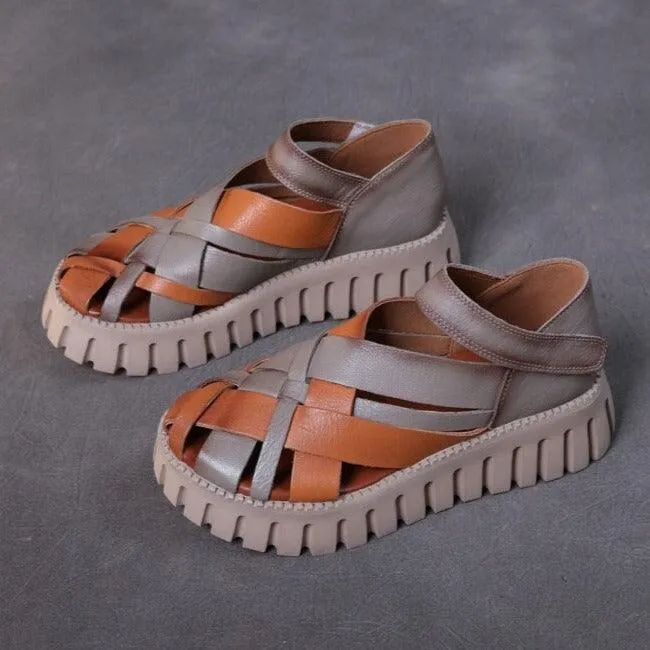 Women's Casual Shoes: RM308 Wedges Leather Gladiator Sandals in Mixed Colors