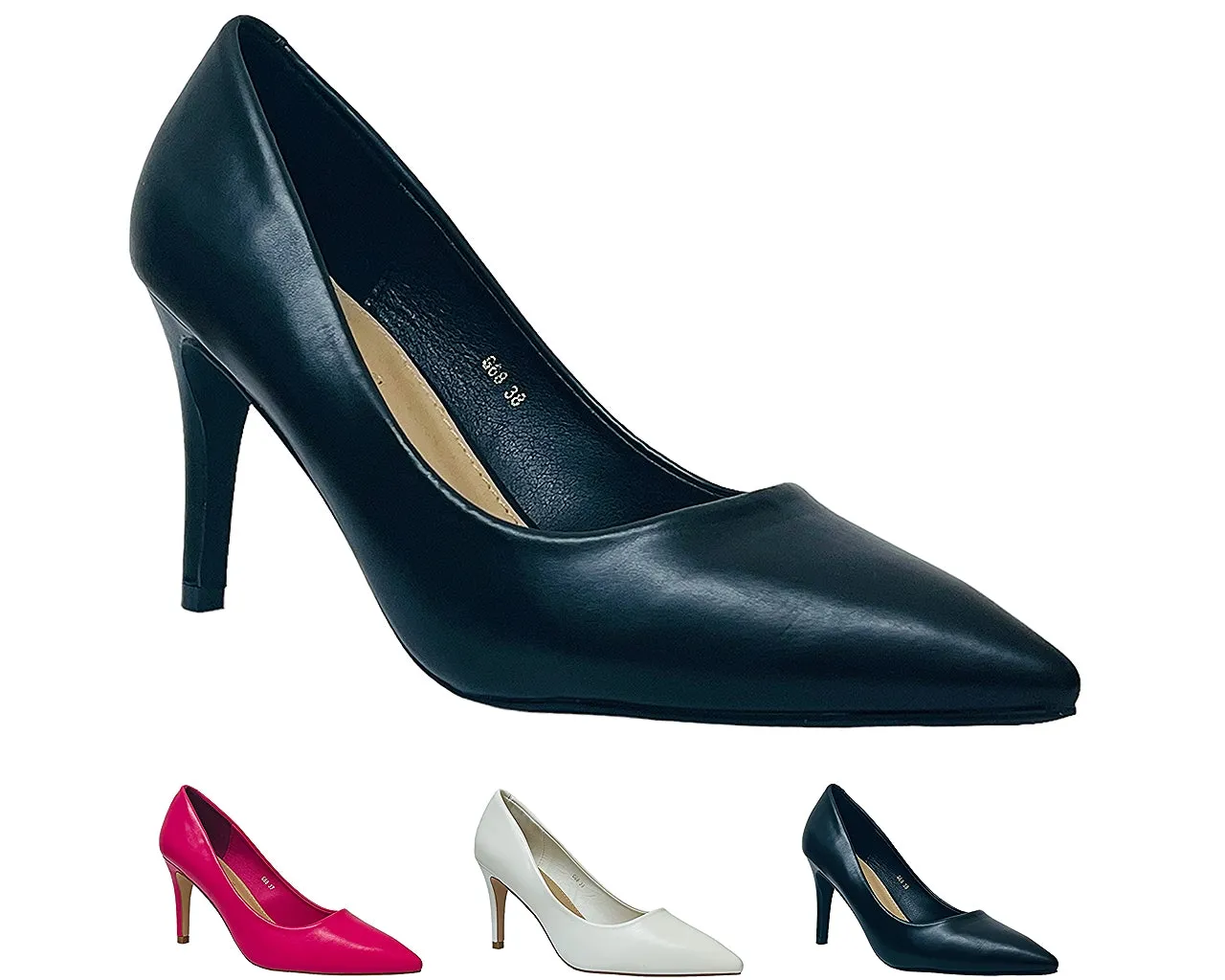 Women's Faux Leather Stiletto Heel Court Shoes