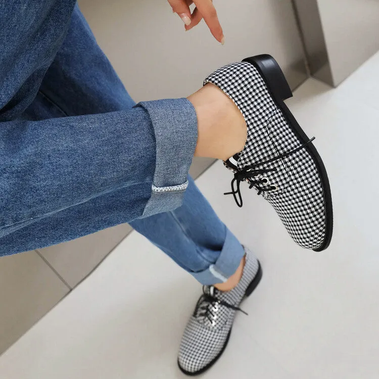 Women's Lattice Lace-Up Flats Oxford Shoes