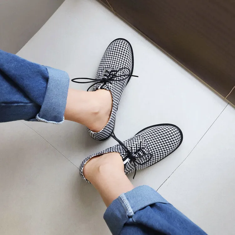 Women's Lattice Lace-Up Flats Oxford Shoes