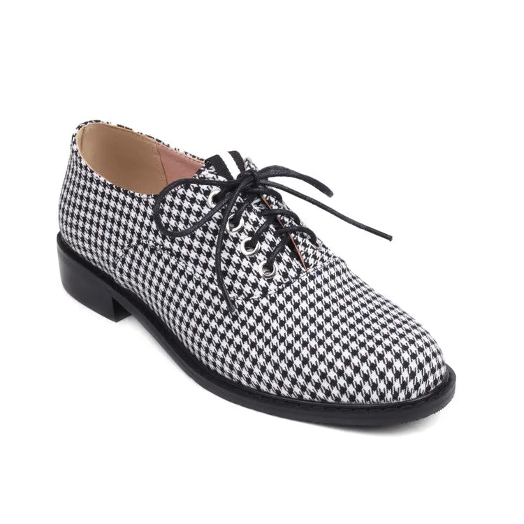 Women's Lattice Lace-Up Flats Oxford Shoes