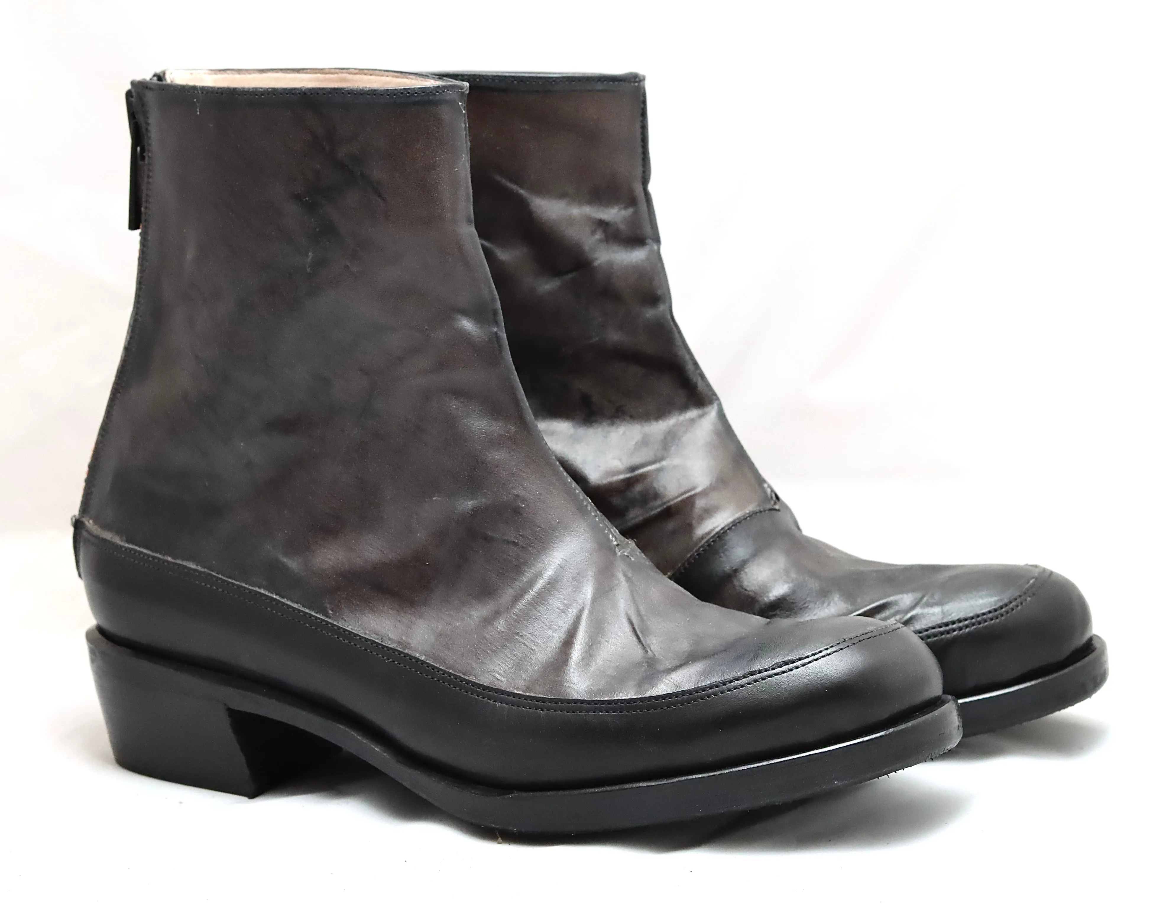 Zip back boot | grey  |transparent kangaroo and calf